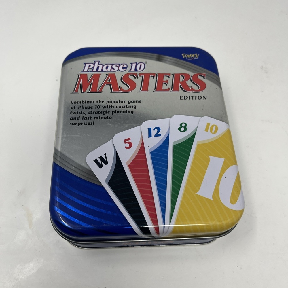 Phase 10 Masters Edition Card Game Fundex Games 2009 In Tin Complete